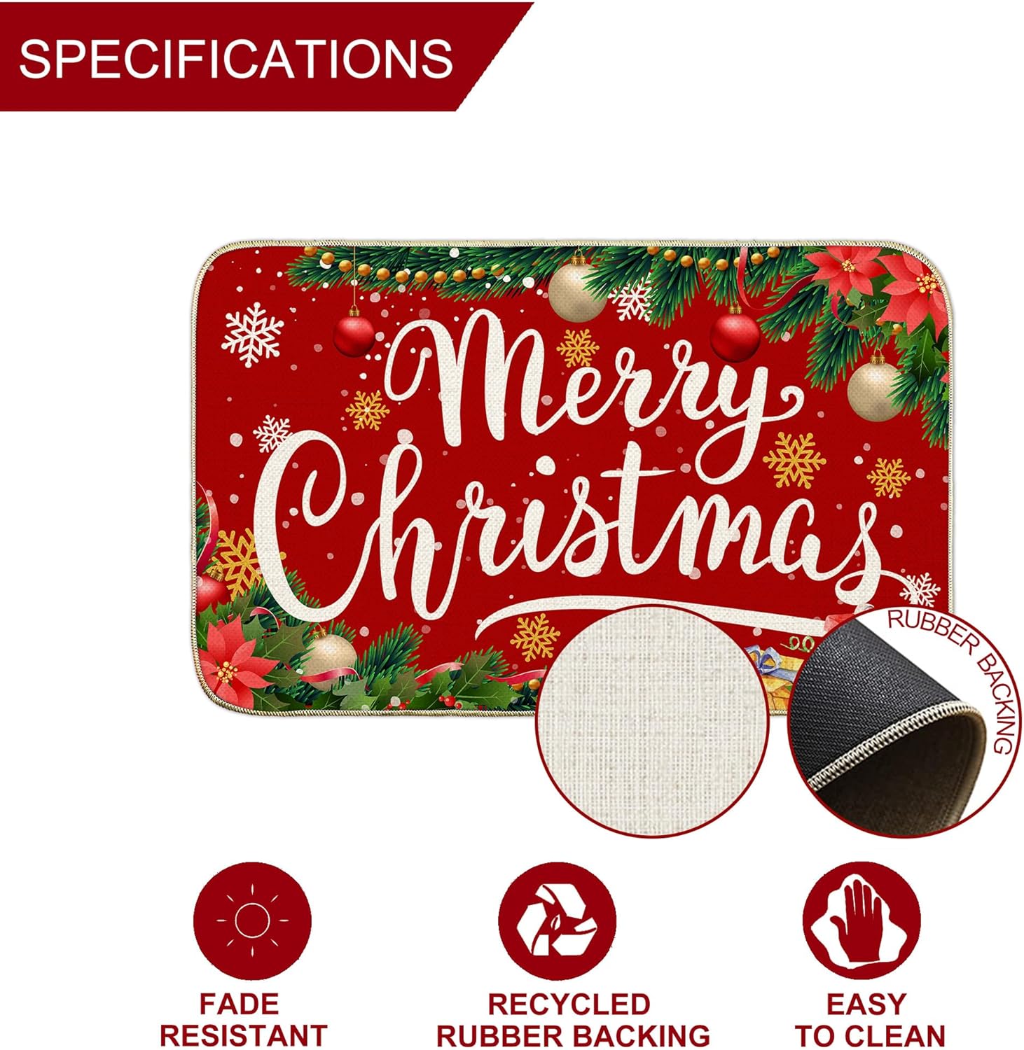 Unibyby Christmas Door Mat Outdoor 17x29 Inch
