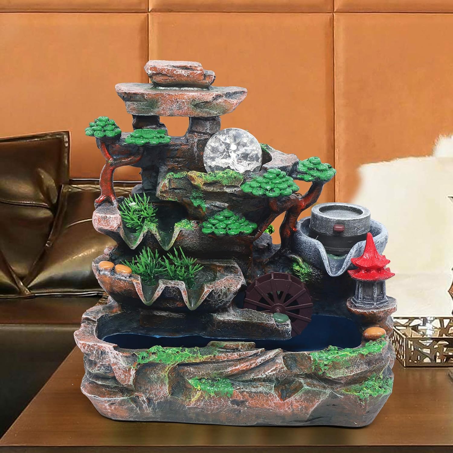 Mini Indoor Waterfall Rockery Fountain for Home Office Desk Decoration