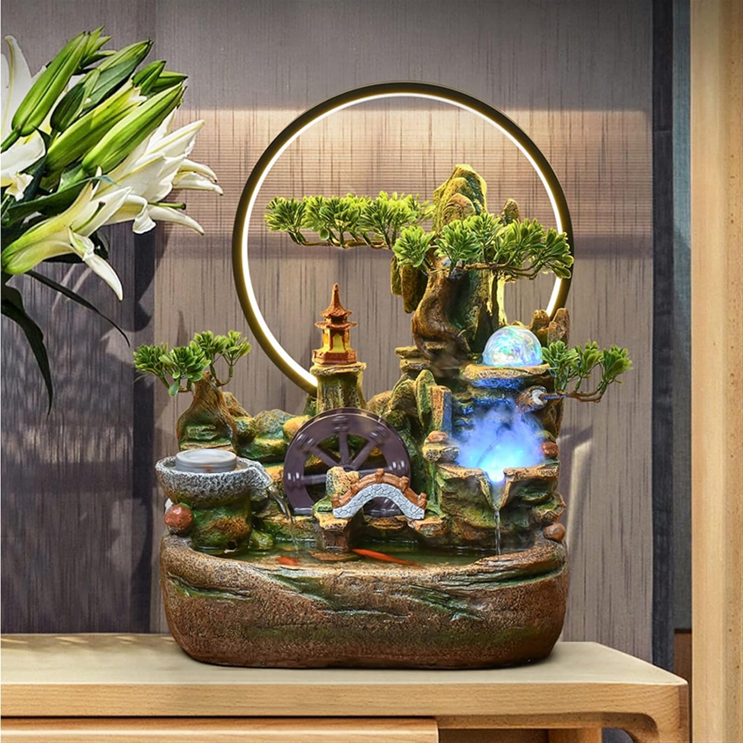 Indoor Fountain with Rolling Ball - Serene Desktop Water Feature
