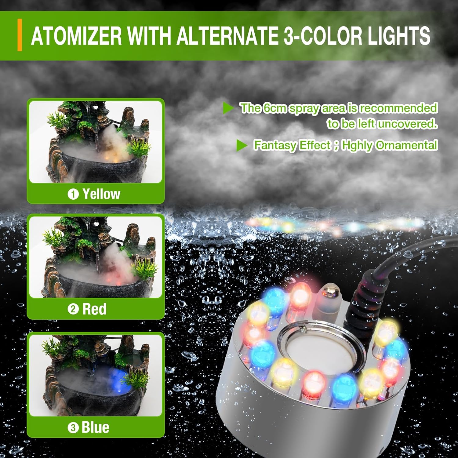 CaLaOCO Indoor Fountain Rockery with Atomizer and LED Light