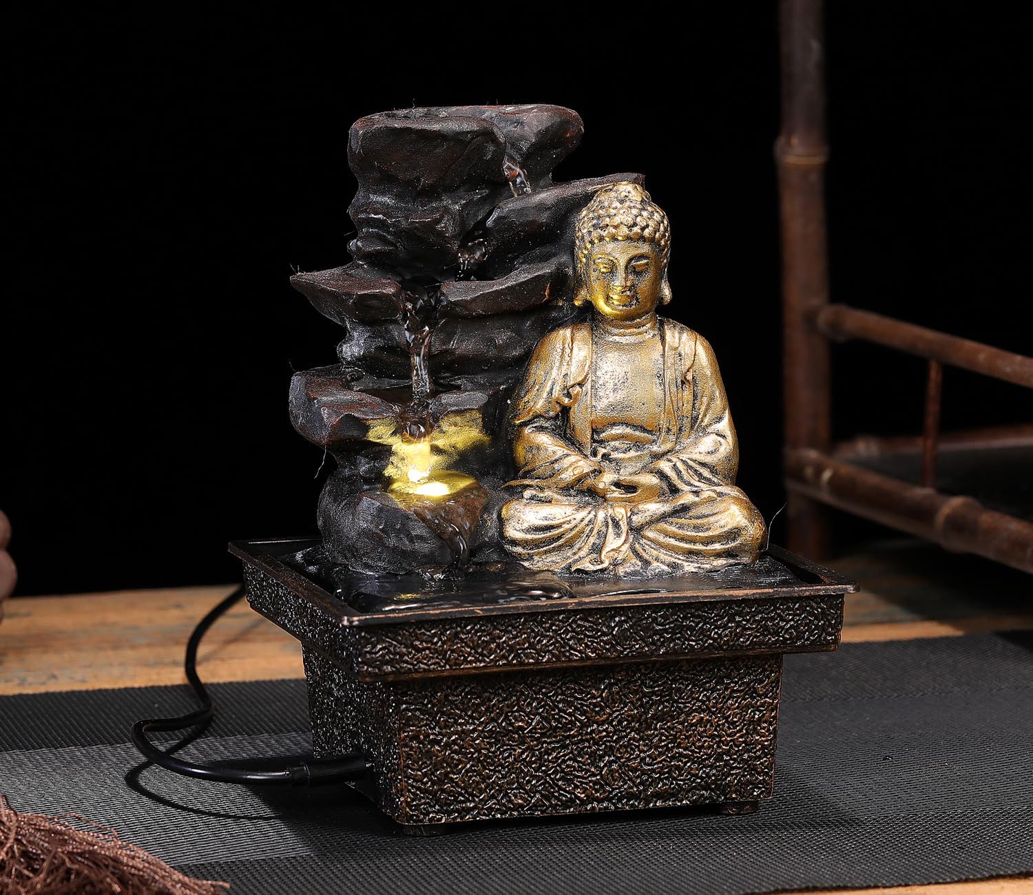 Seyee Bro Tabletop Water Fountain Buddha Statue