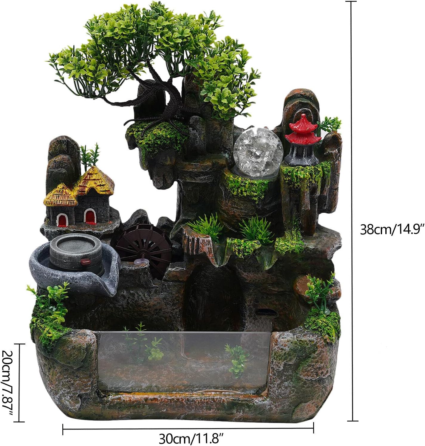 Goudergo Tabletop Waterfall Fountain with LED Light