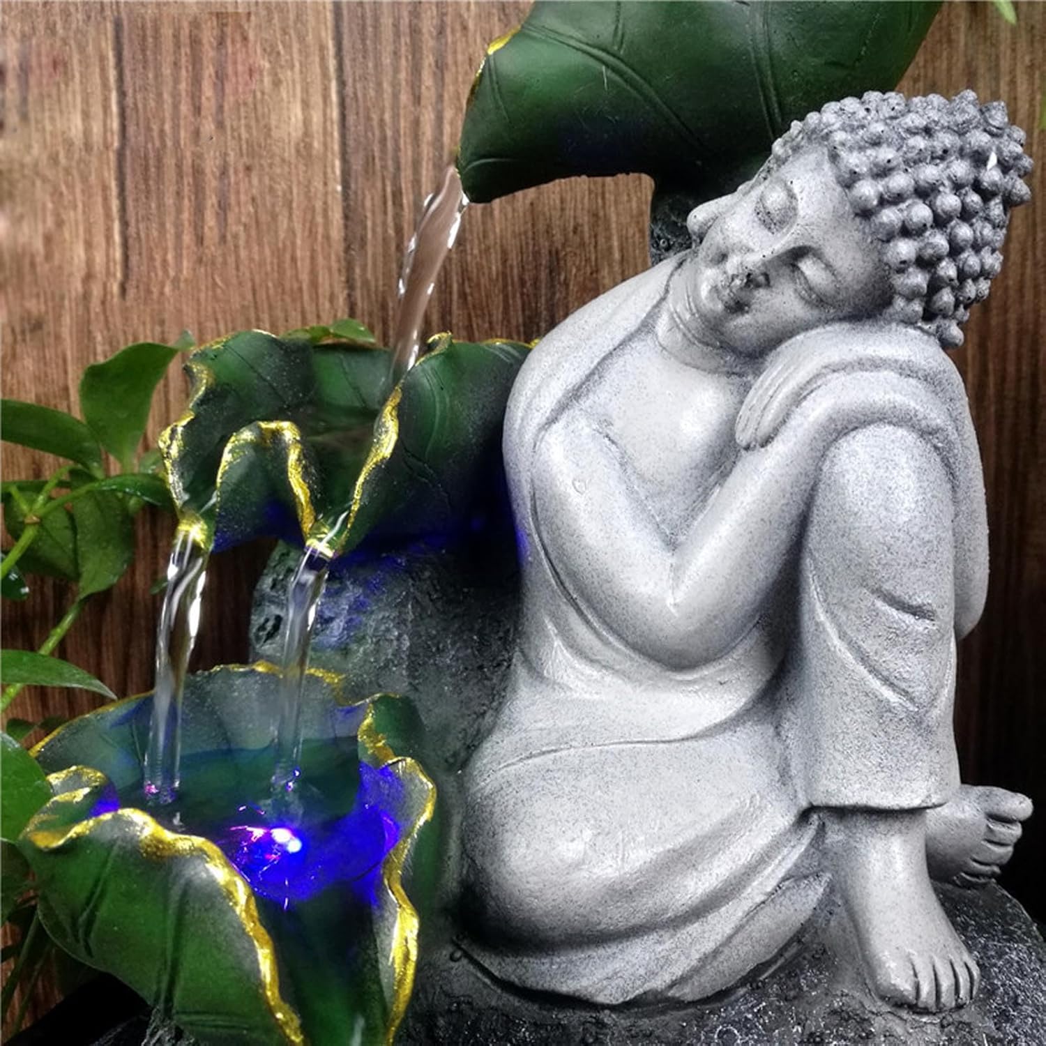 Compact Zen Buddha Tabletop Fountain - Grey