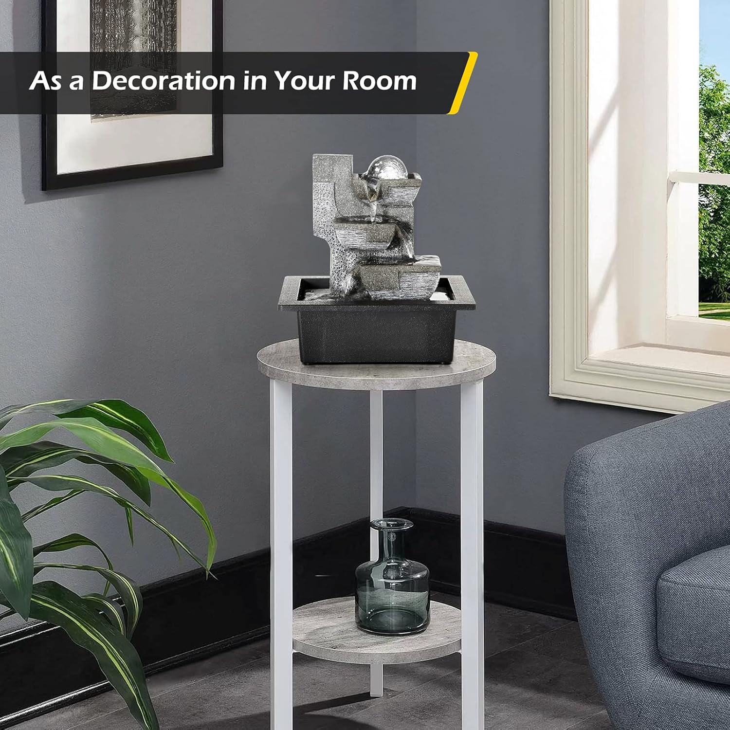 Dyna-Living Indoor Tabletop Water Fountain with LED Lights