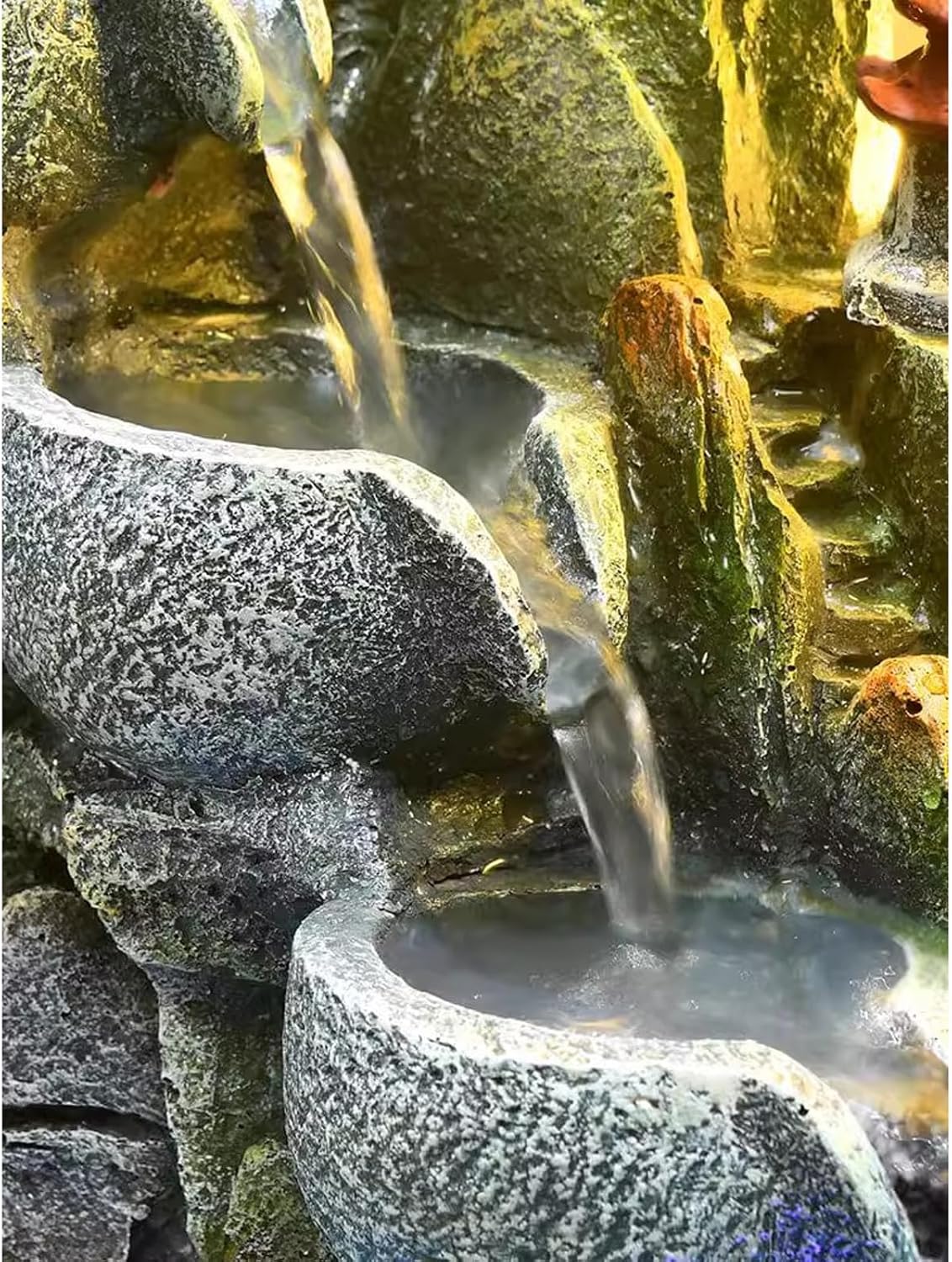Indoor Fountain with LED Light and Simulated Waterfall