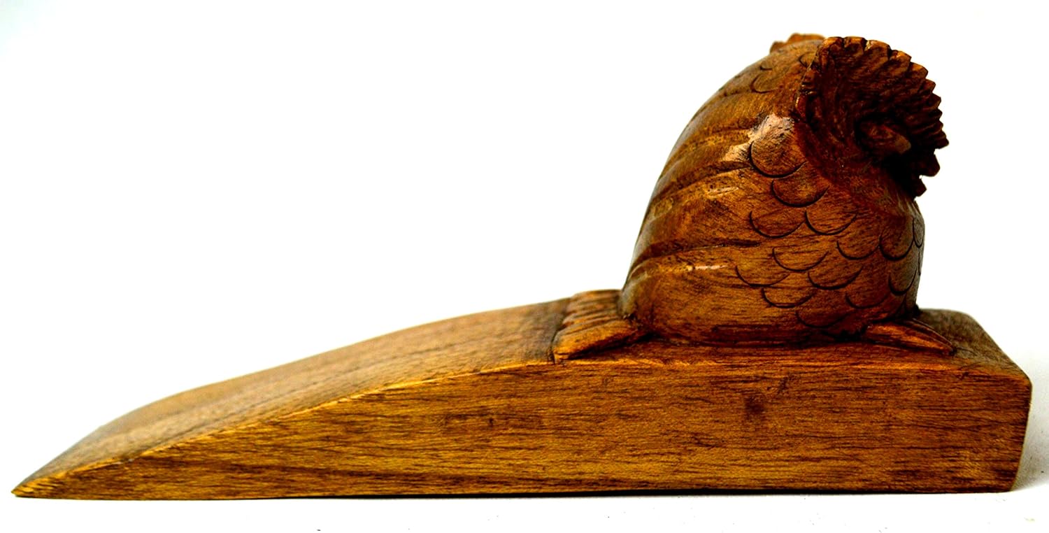 Hand Carved Wooden Door Stopper Owl Home Decor