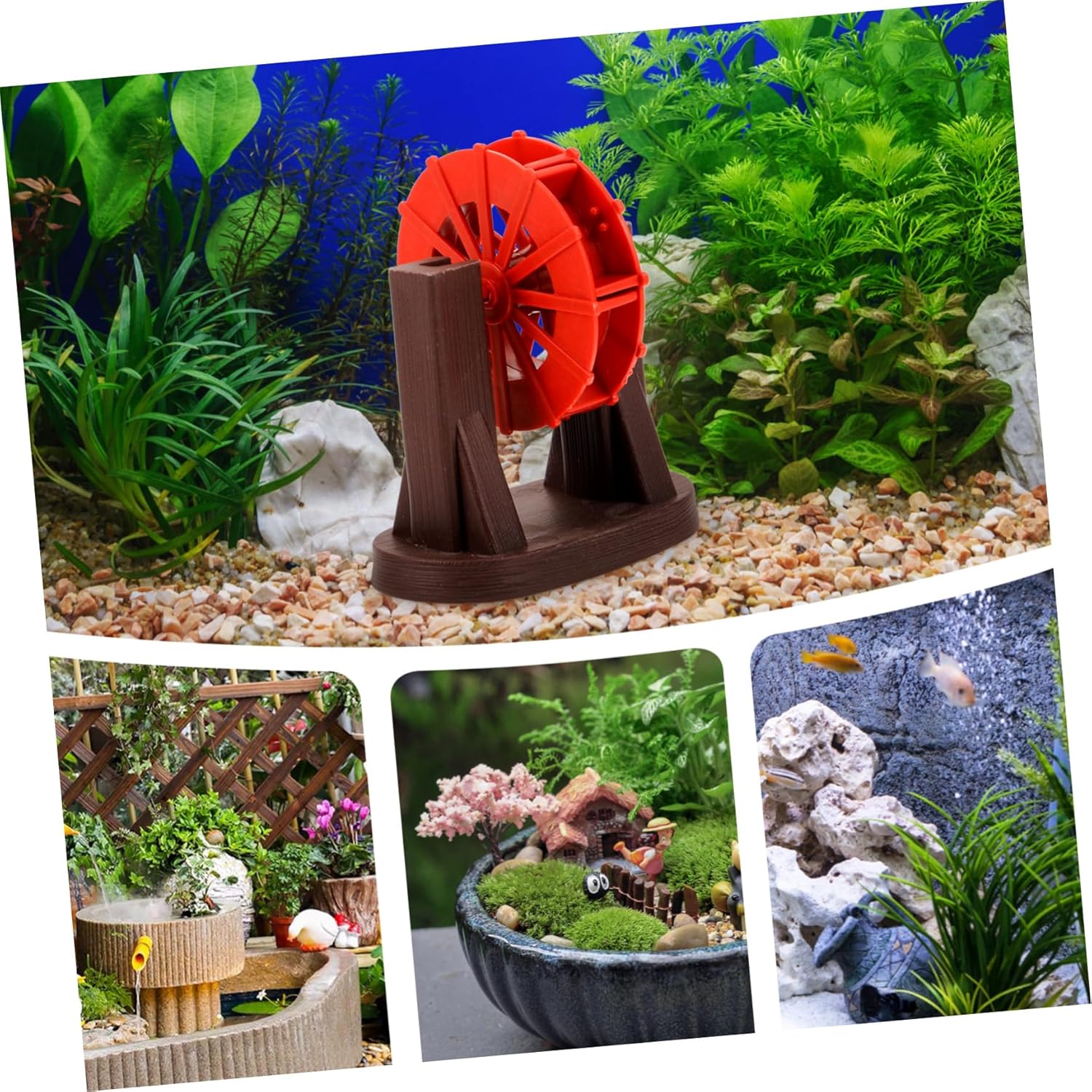 Mini Water Wheel Fountain Accessory for Terracotta and Garden Decor