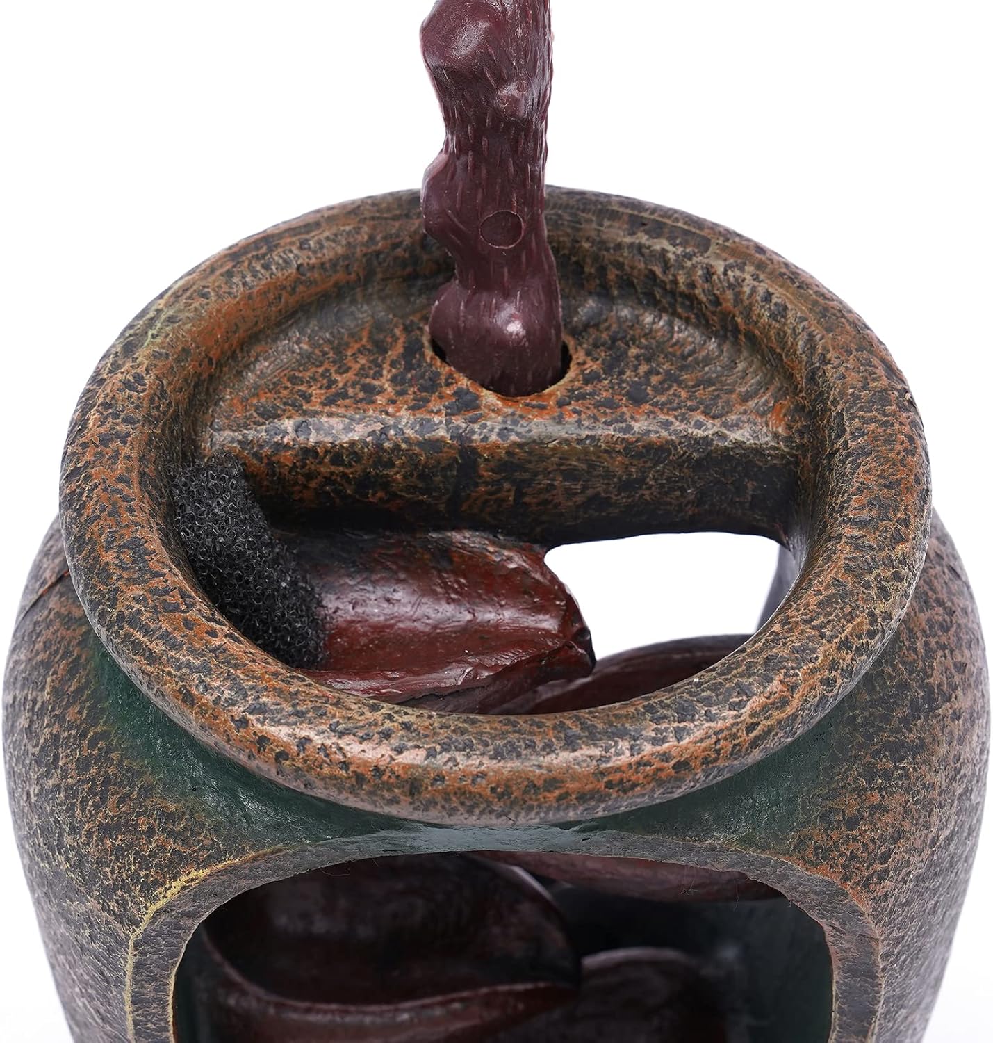 Relaxation Tabletop Water Fountain with LED Lights and Simulated Flowers