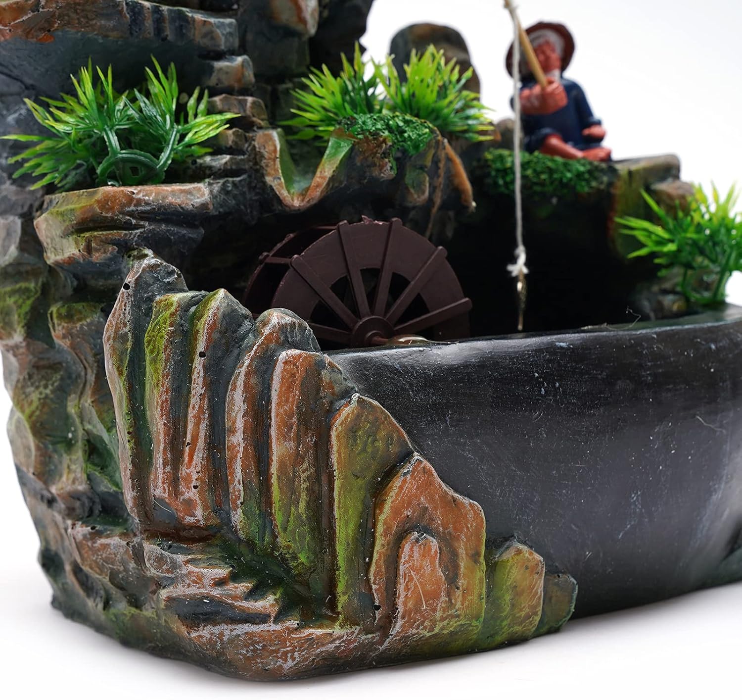 Modern Tabletop Water Fountain with LED Lights for Home Office Decor