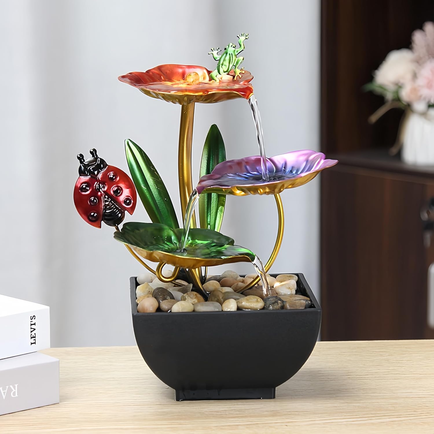 Fengshui Caishen Tabletop Water Fountain Decor
