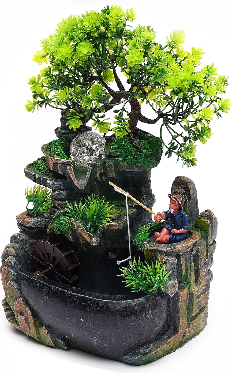 Ageanbri Tabletop Fountain with LED Light and Waterfall