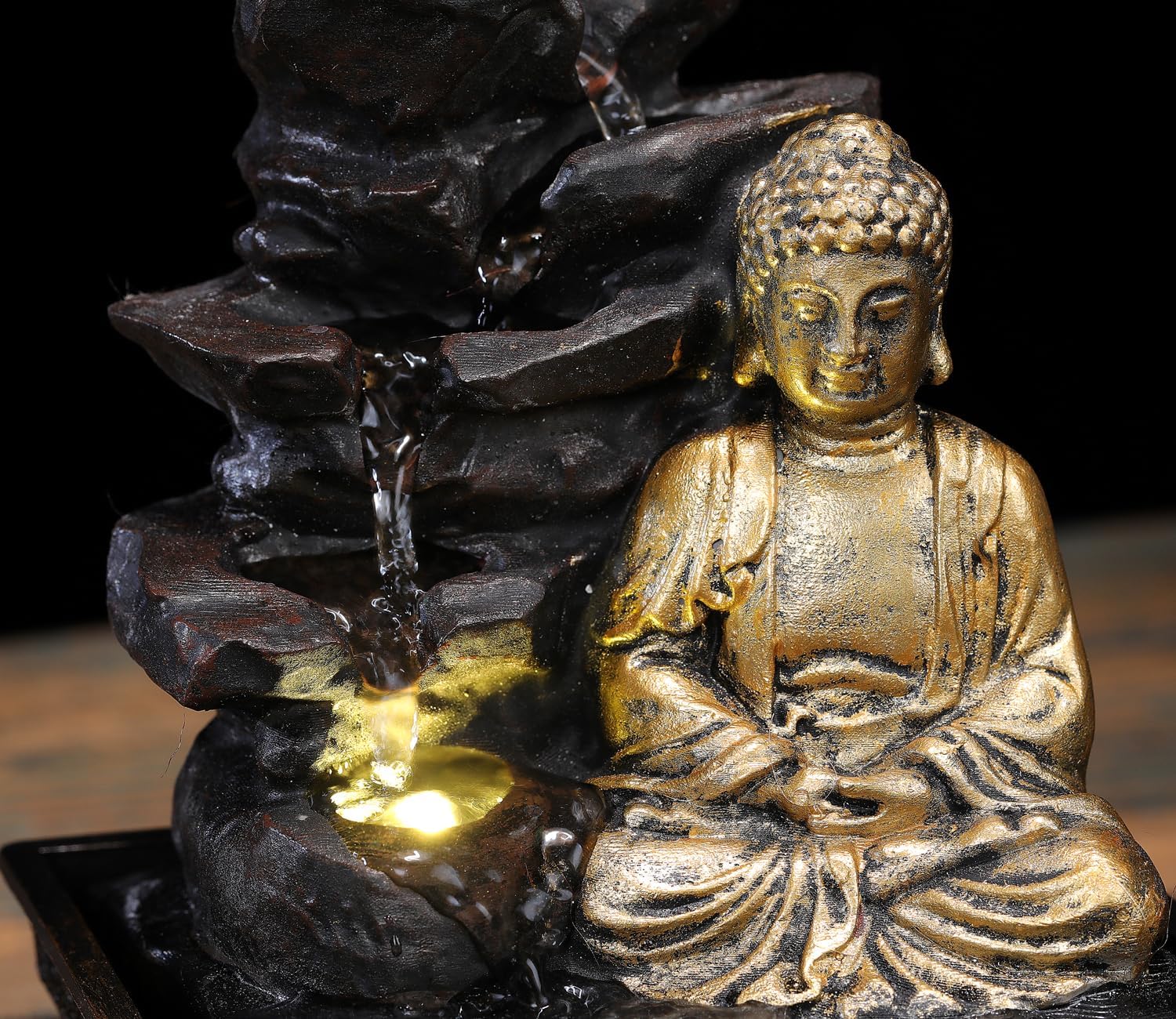 Seyee Bro Tabletop Water Fountain Buddha Statue