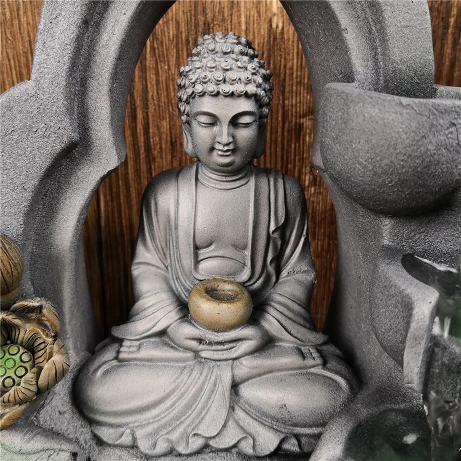 Indoor Sitting Buddha Tabletop Fountain - Zen Meditation Water Feature for Home Office Living Room Bedroom Decor