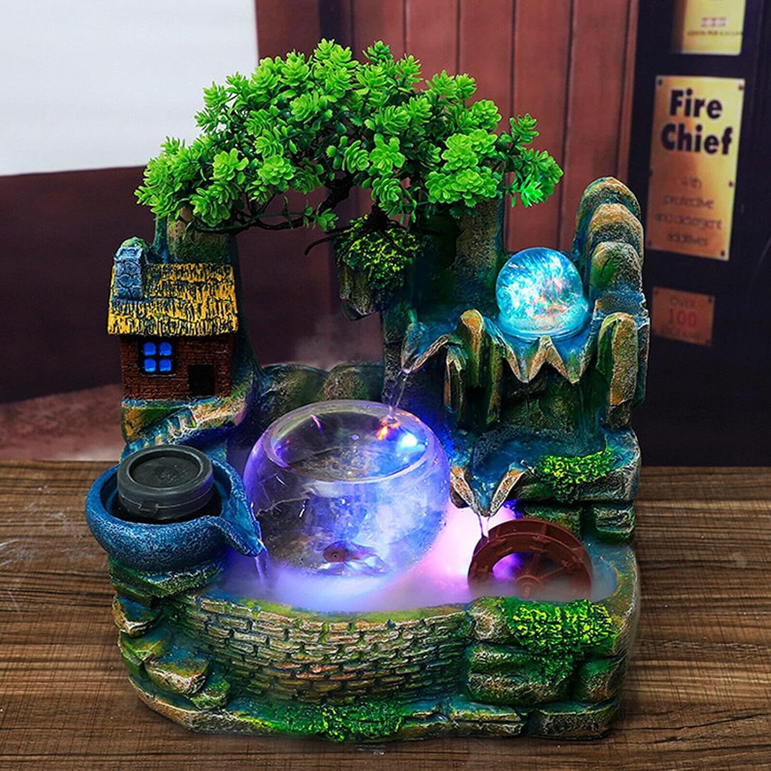 Tabletop Fountain Waterfall Lucky Decor Humidifier Rockery