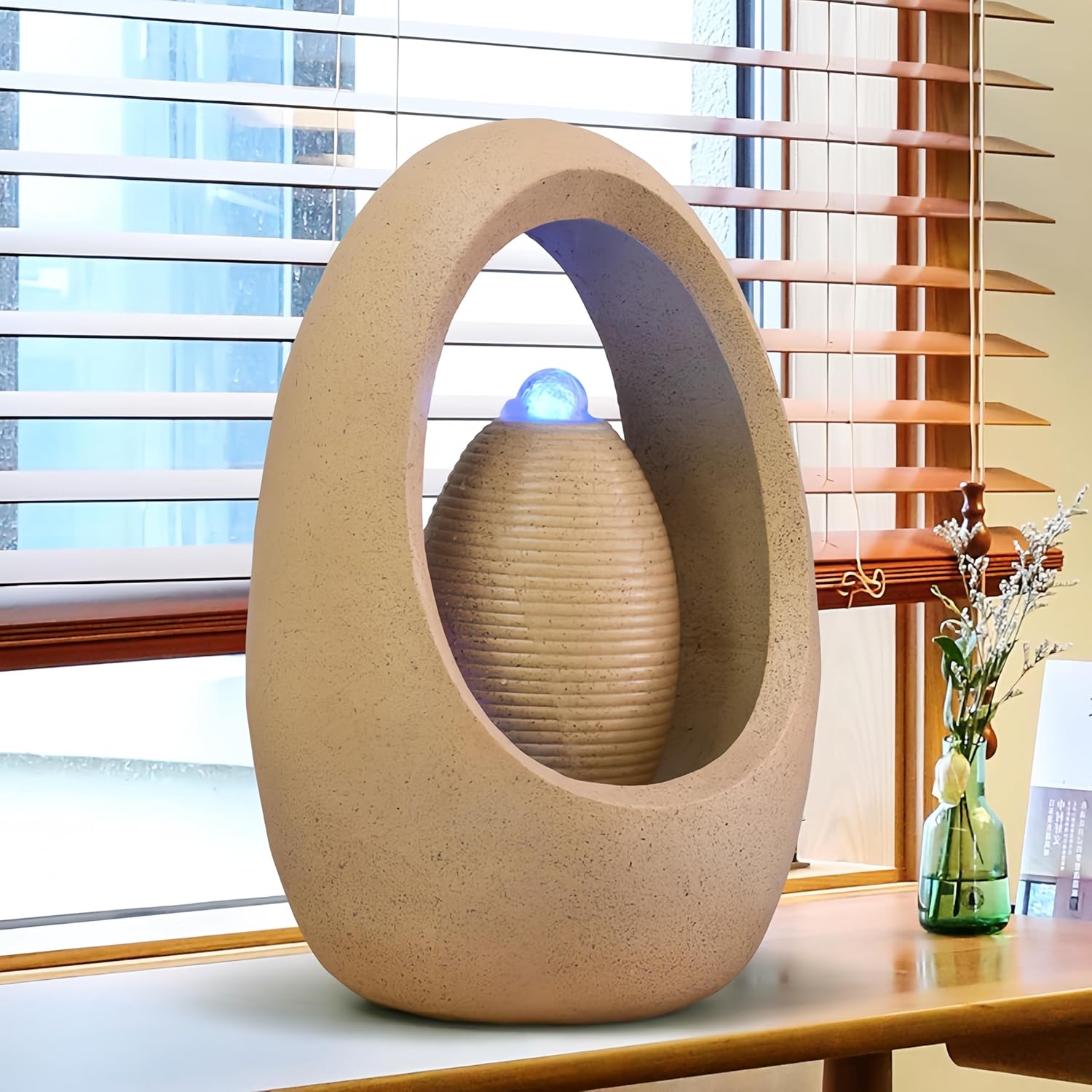 Fengshui Caishen Tabletop Water Fountain for Meditation and Relaxation 1