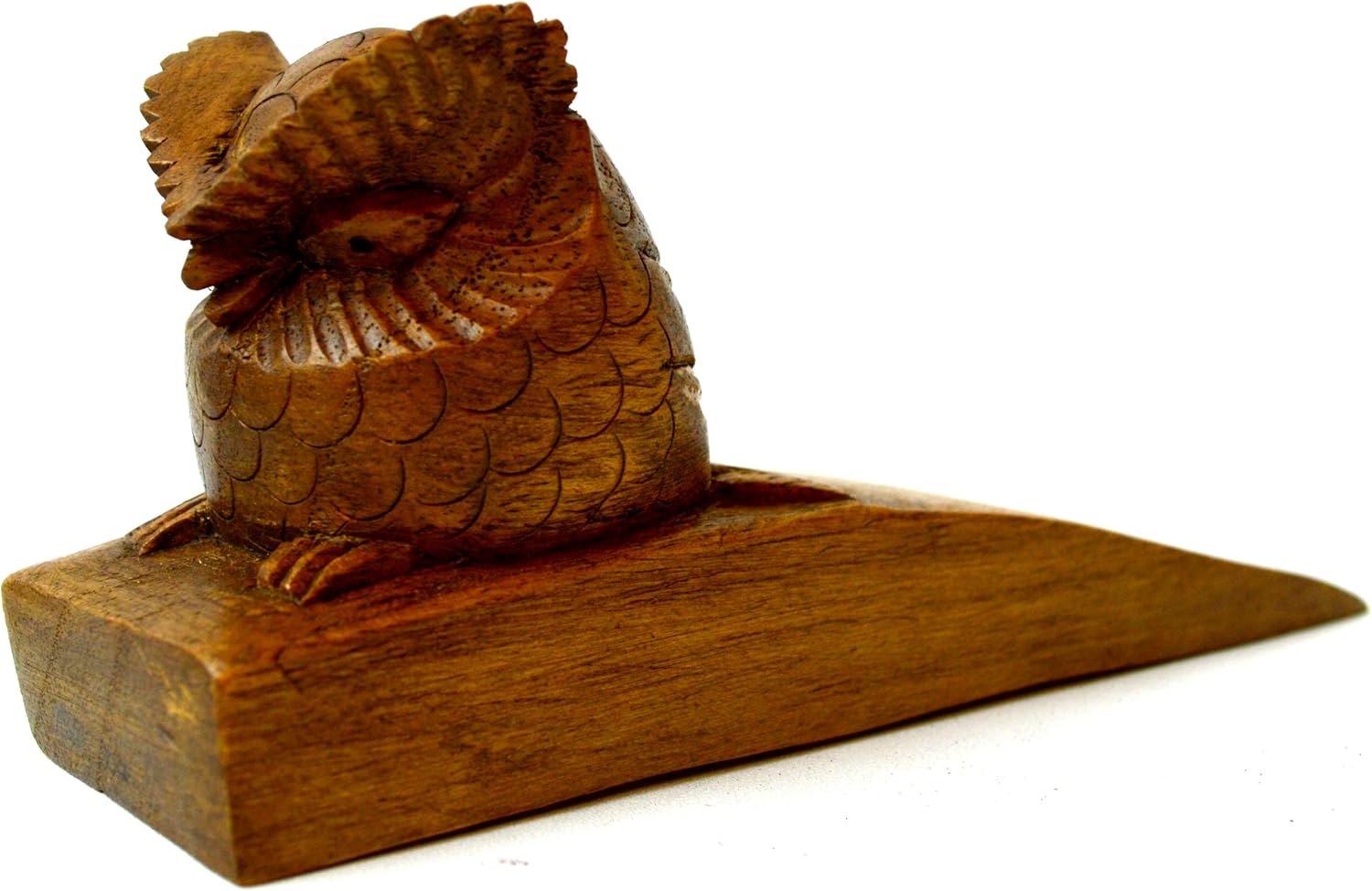 Hand Carved Wooden Door Stopper Owl Home Decor