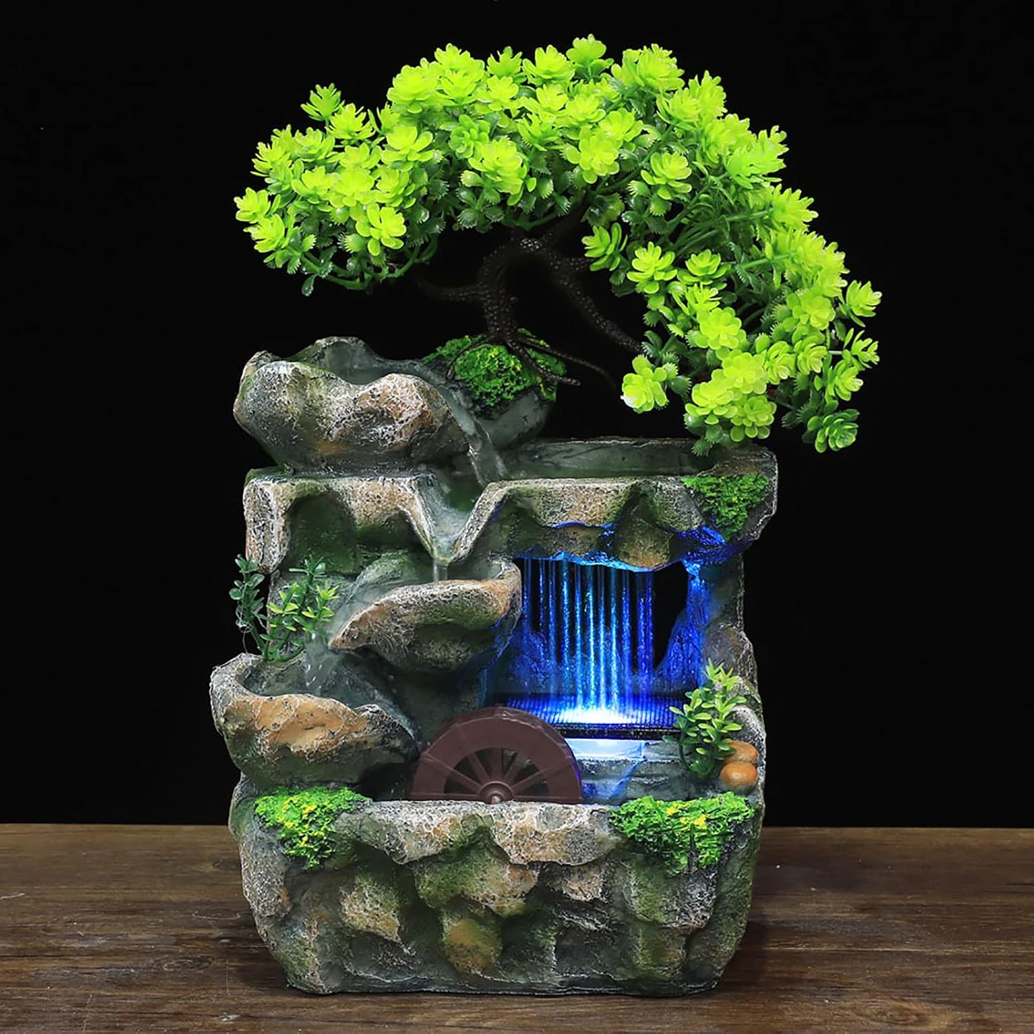 Xuthusman Indoor Mini Rock Waterfall Fountain with LED Lights