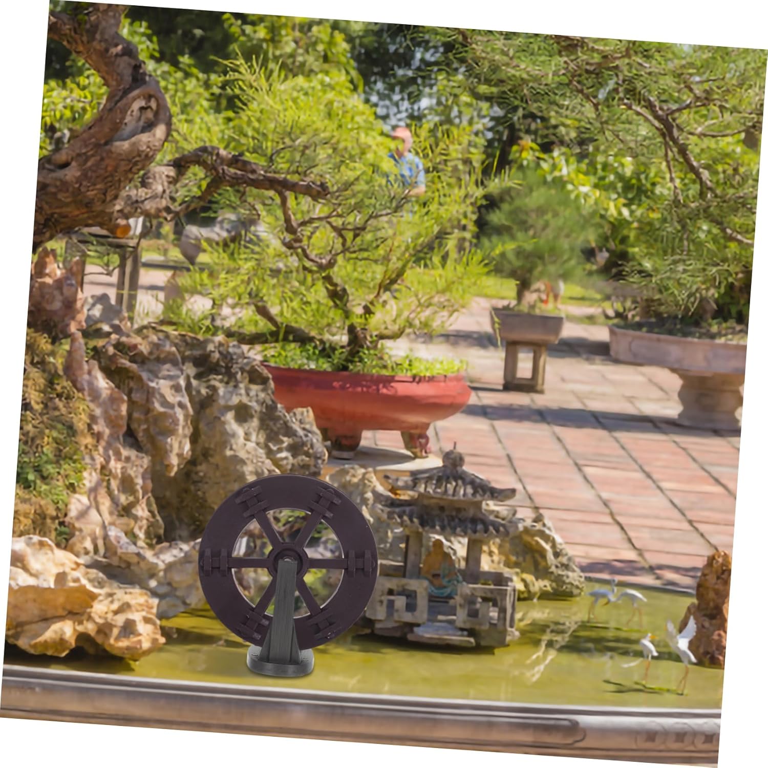 Cabilock 2pcs Rotating Water Wheel Fountain Decor