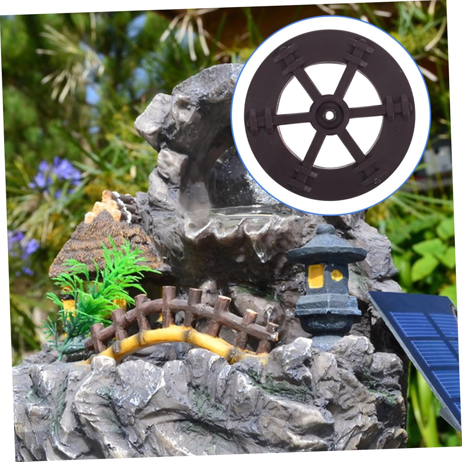 Cabilock 2pcs Rotating Water Wheel Fountain Decor