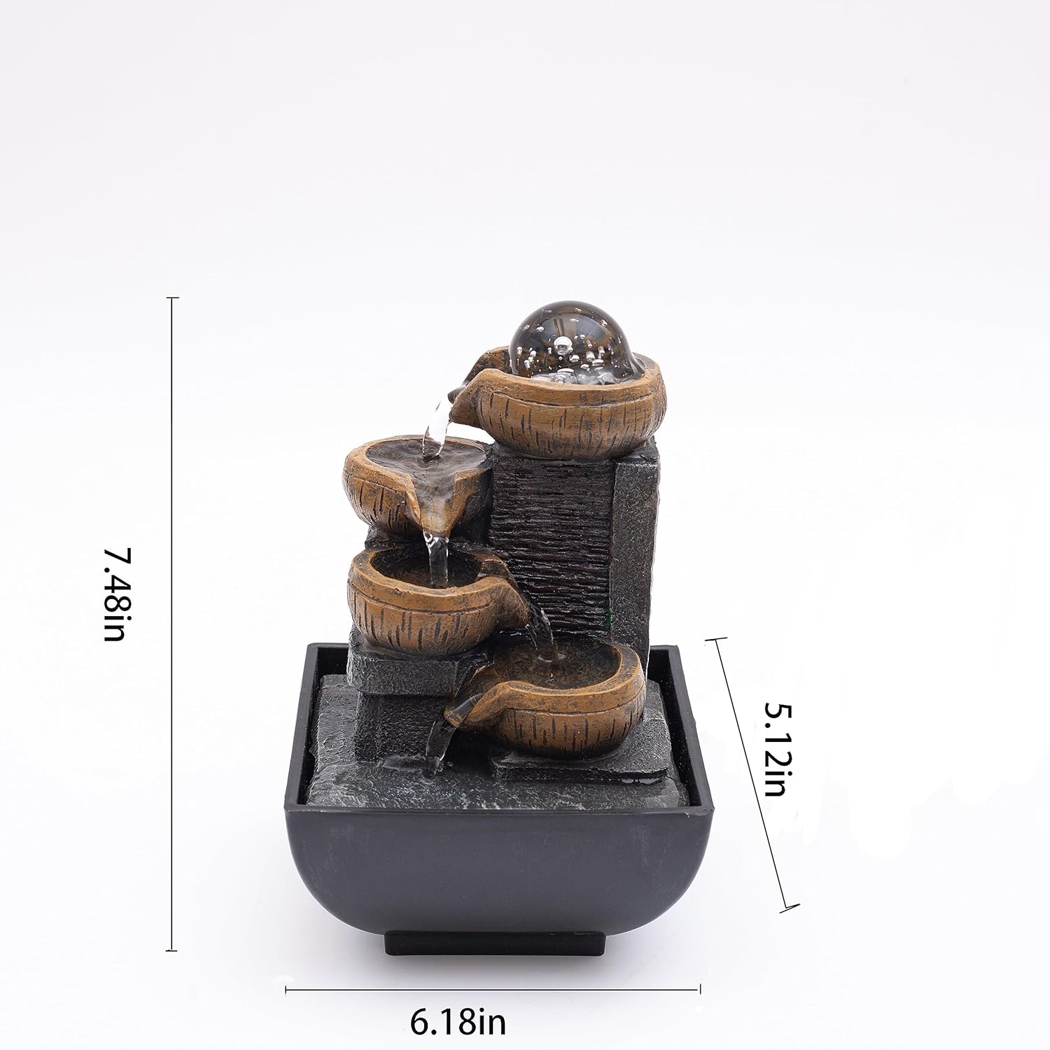 4-Tier Tabletop Fountain with Colored Lights and Bubble Ball