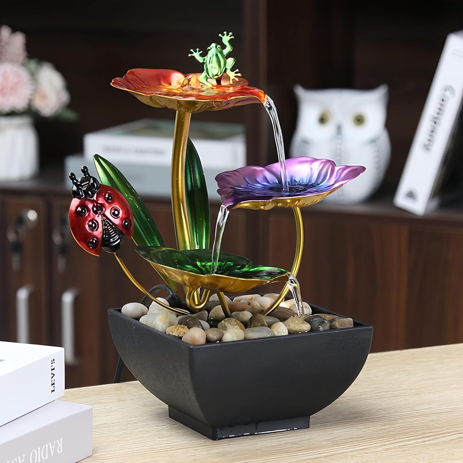 Fengshui Caishen Tabletop Water Fountain Decor