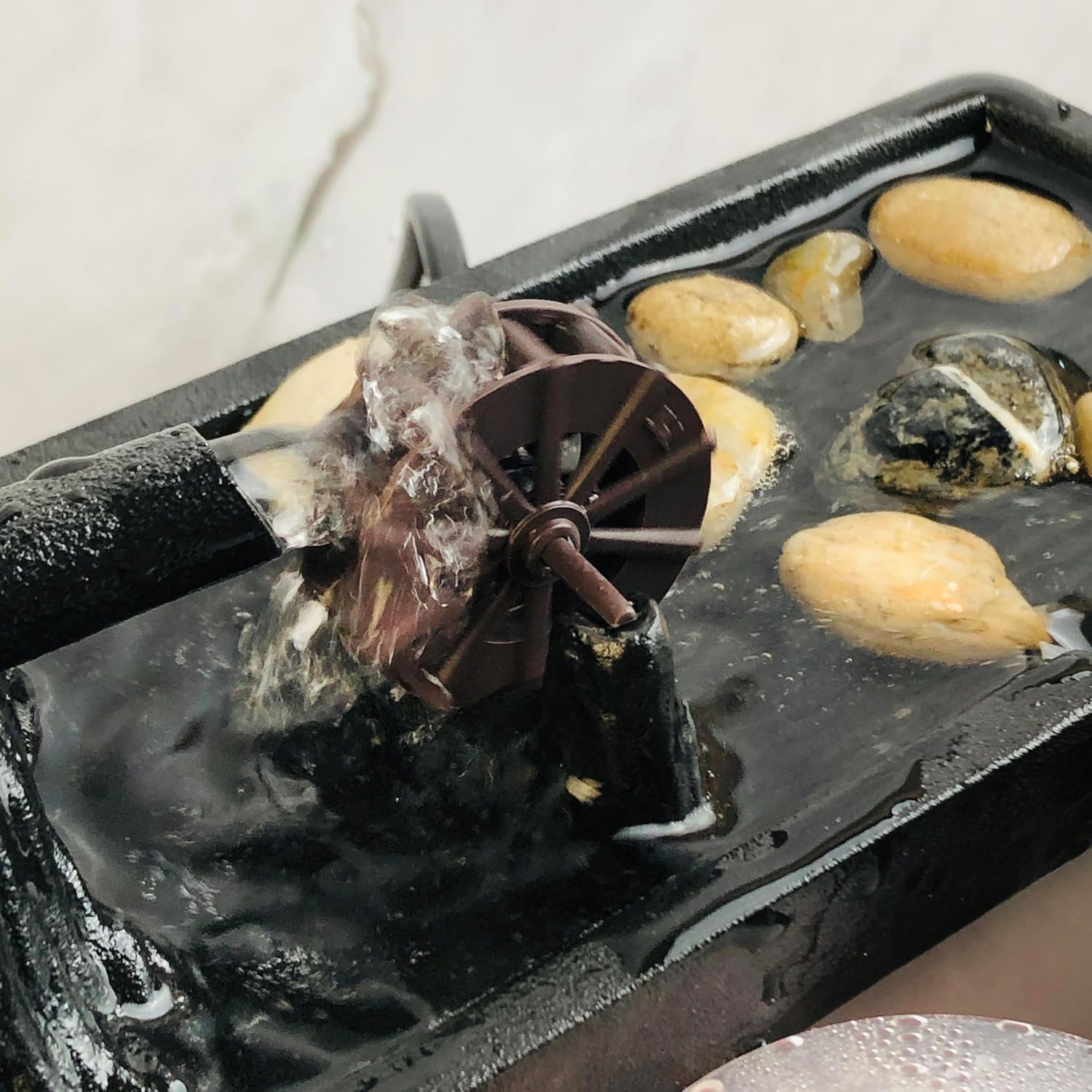 Elegant Black Ceramic Tabletop Waterfall Fountain