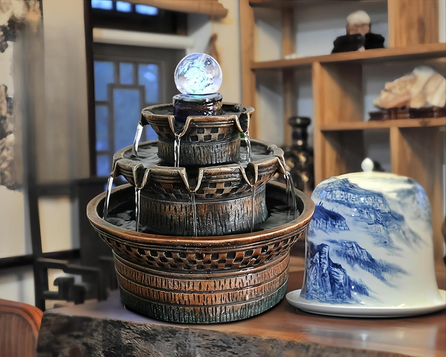 Fengshui Caishen Tabletop Water Fountain Decor 1