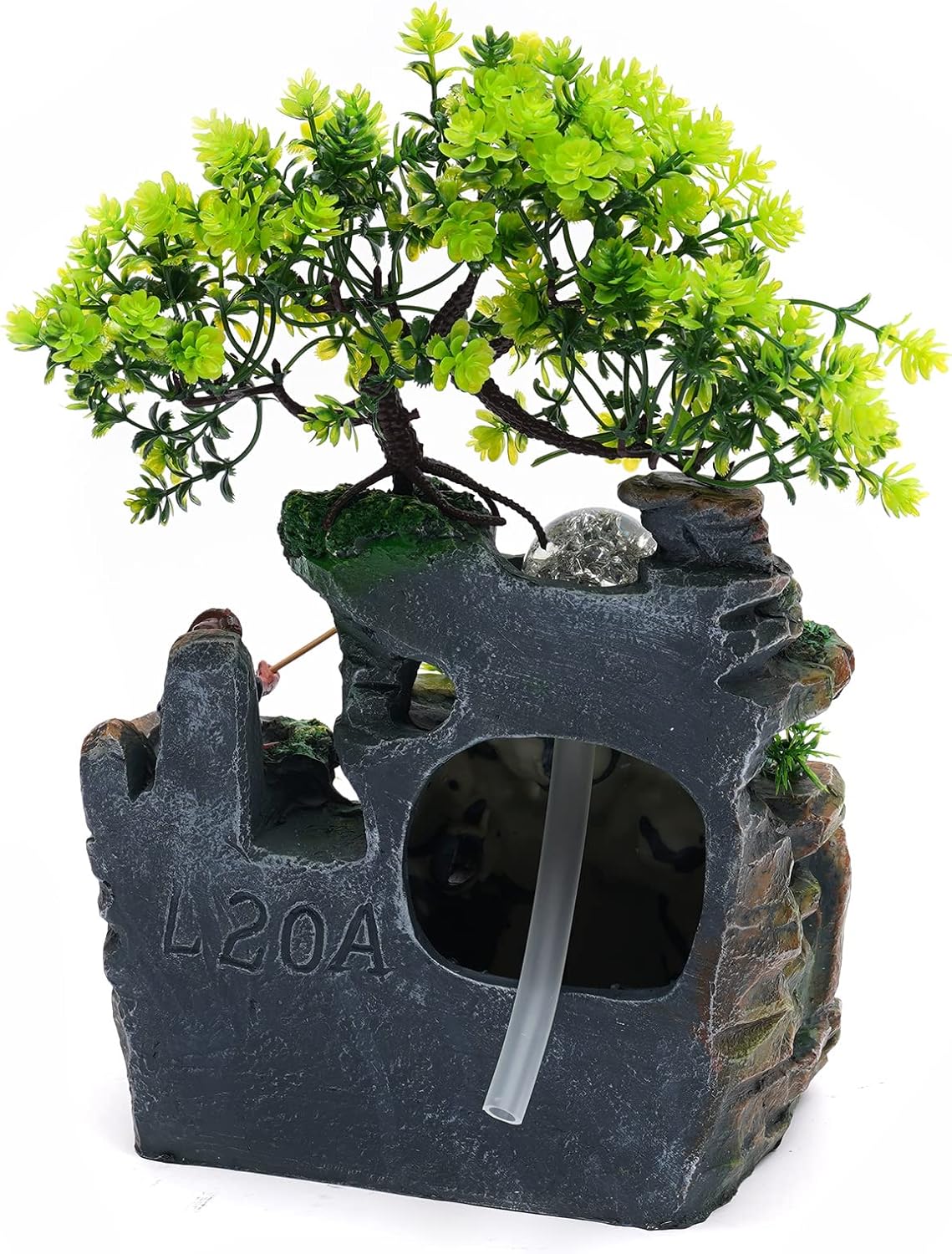 Modern Tabletop Water Fountain with LED Lights for Home Office Decor