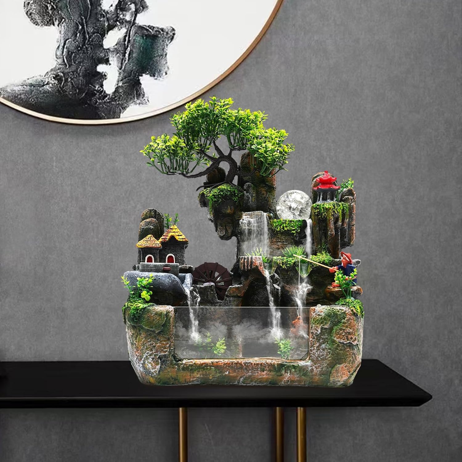 Tabletop Water Fountain with LED Light and Mist