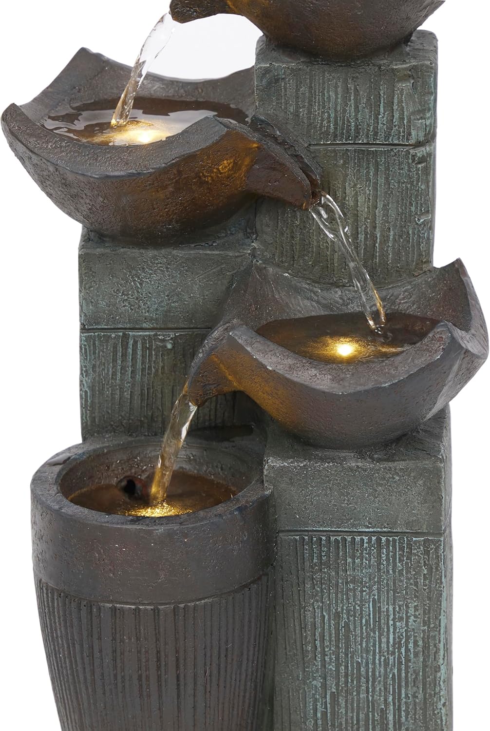 Alpine Corporation TZL414 14 Inch 4 Tier Bowls Fountain with LED Lights