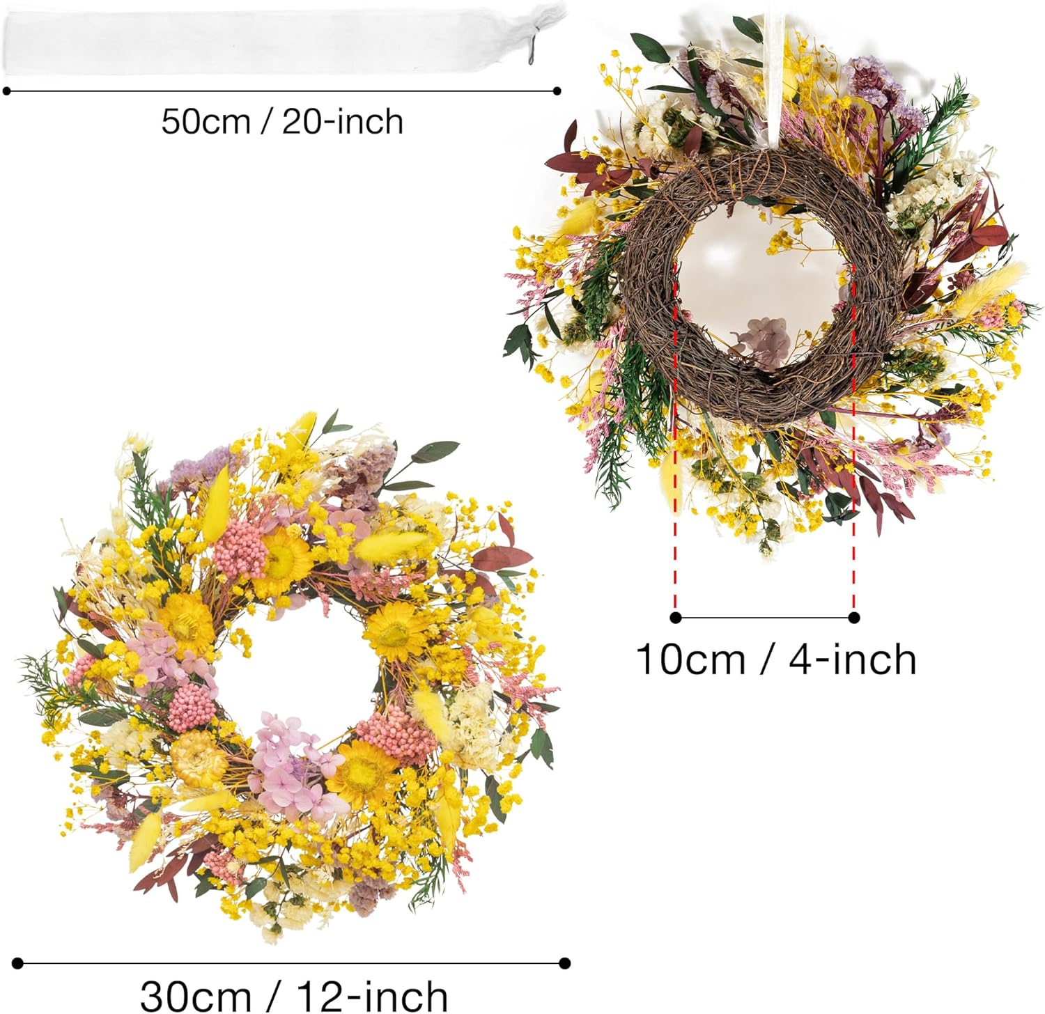 KI Store Natural Dried Flowers Wreath 10 Inch Table Centerpiece