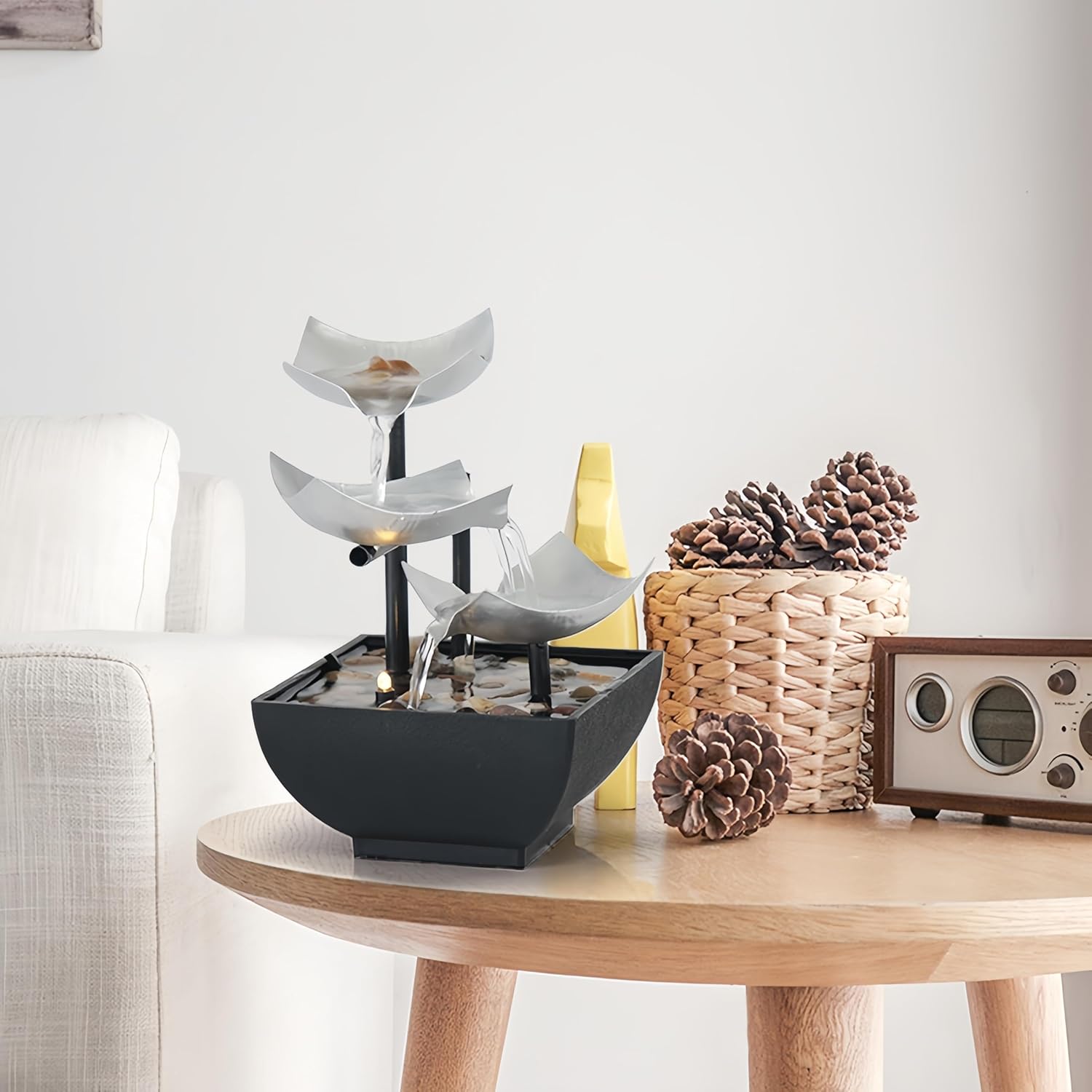 Fengshui Caishen Tabletop Water Fountain for Meditation and Relaxation