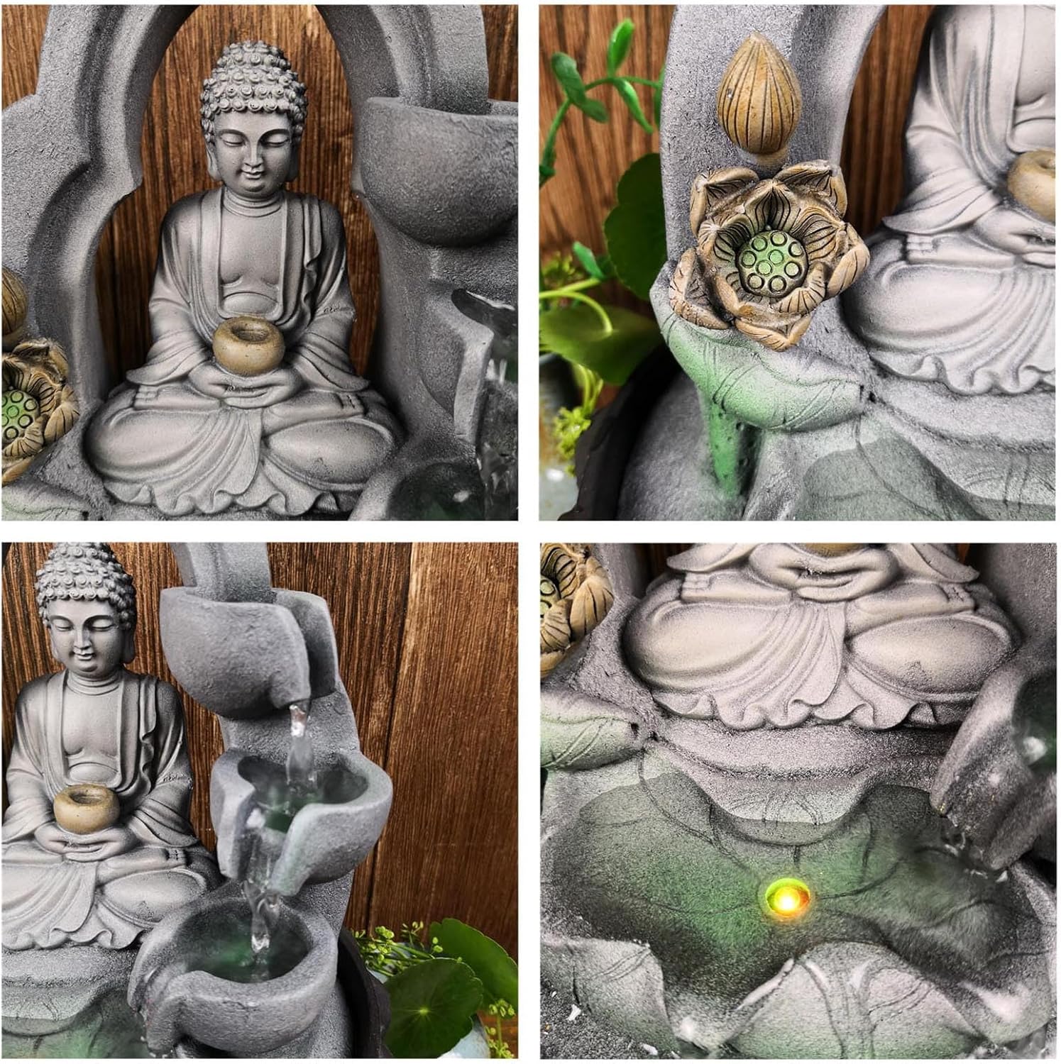 Indoor Sitting Buddha Tabletop Fountain - Zen Meditation Water Feature for Home Office Living Room Bedroom Decor