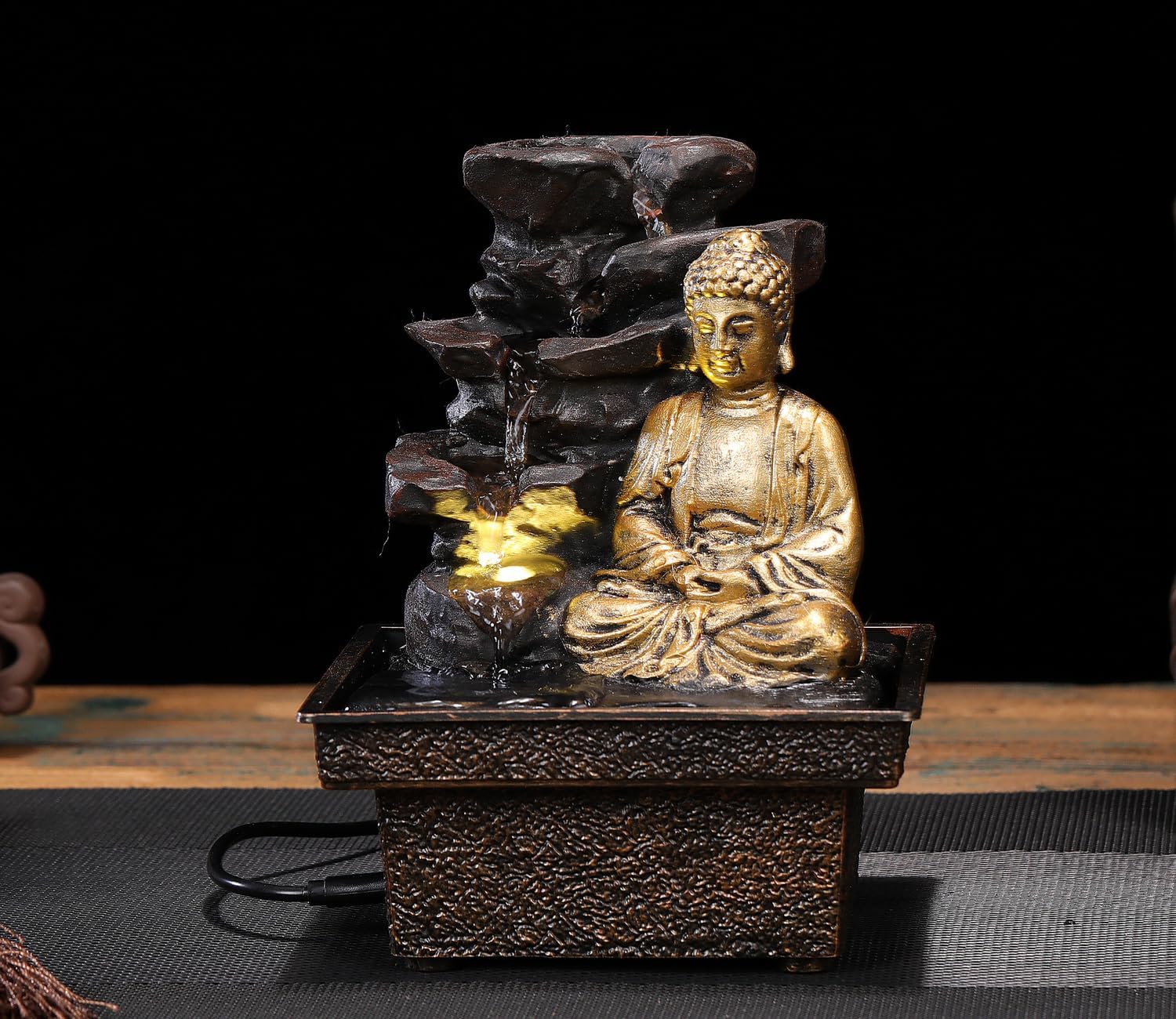 Seyee Bro Tabletop Water Fountain Buddha Statue