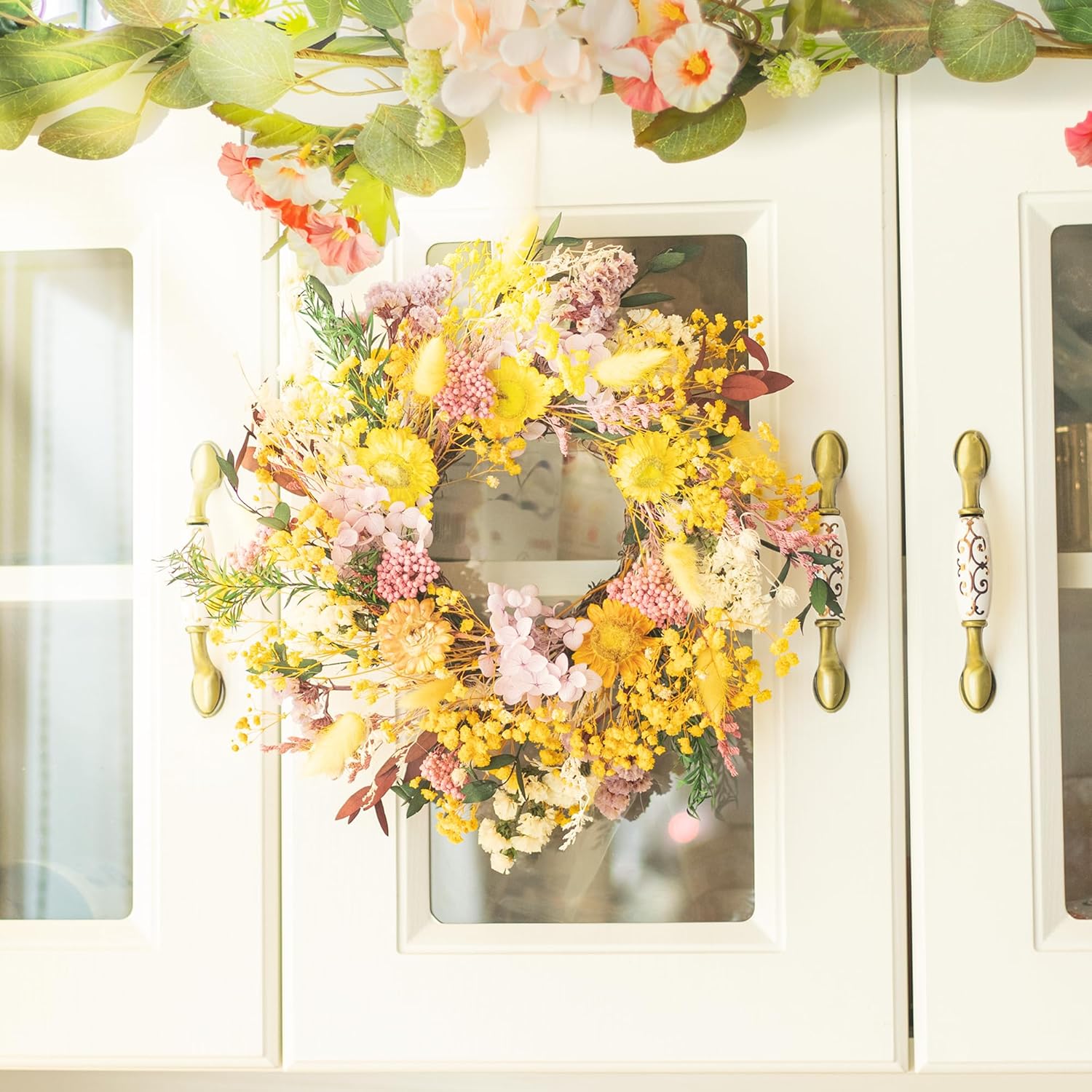 KI Store Natural Dried Flowers Wreath 10 Inch Table Centerpiece