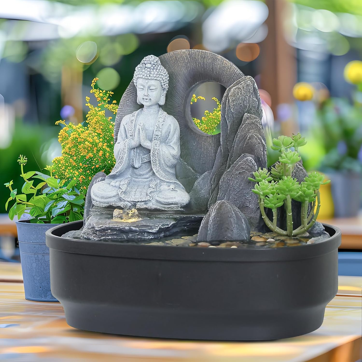 Zen Buddha Desktop Water Feature Fountain for Home Office