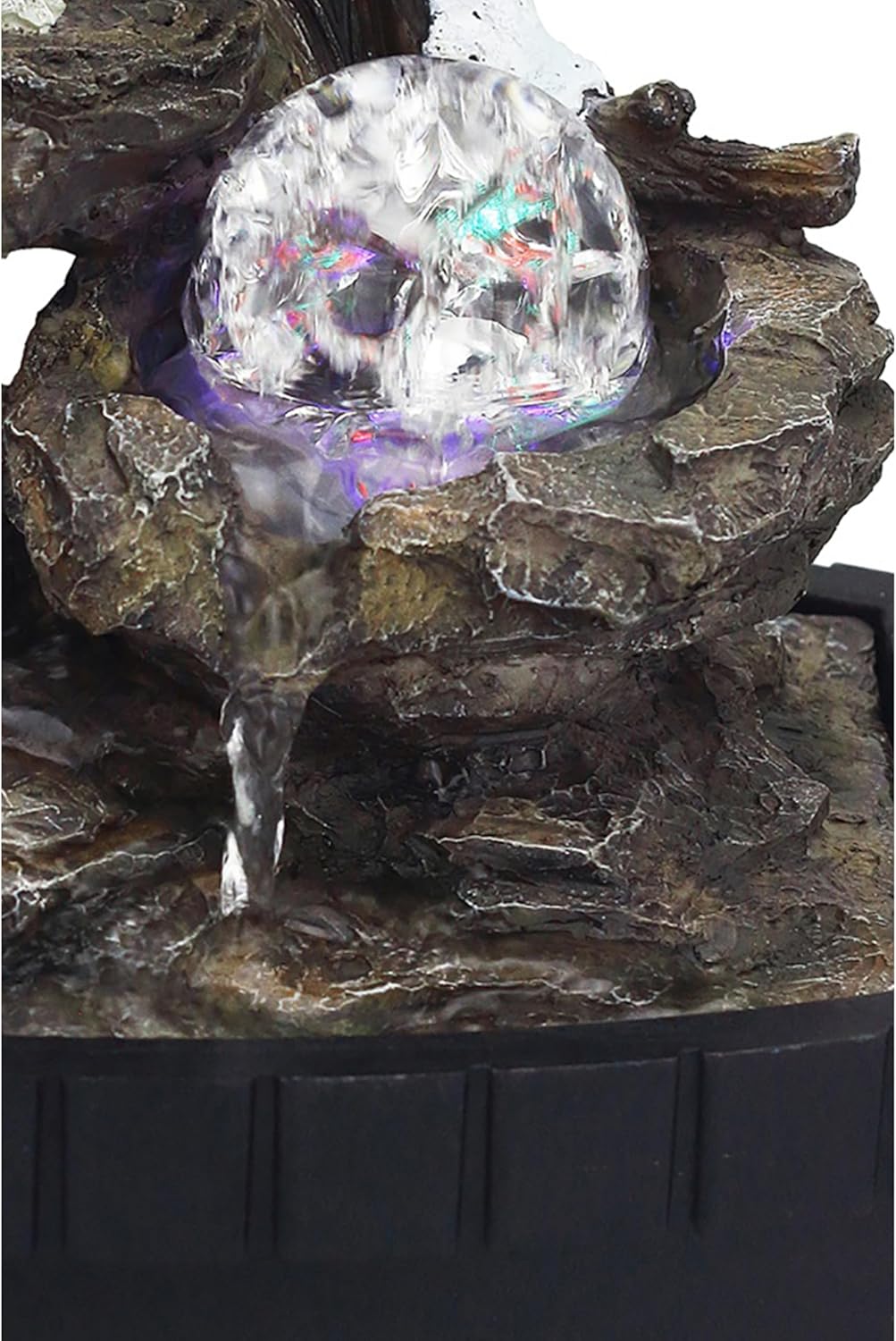 Benjara Eci 10 Inch Wolf Water Fountain with LED Lights and Painted Finish