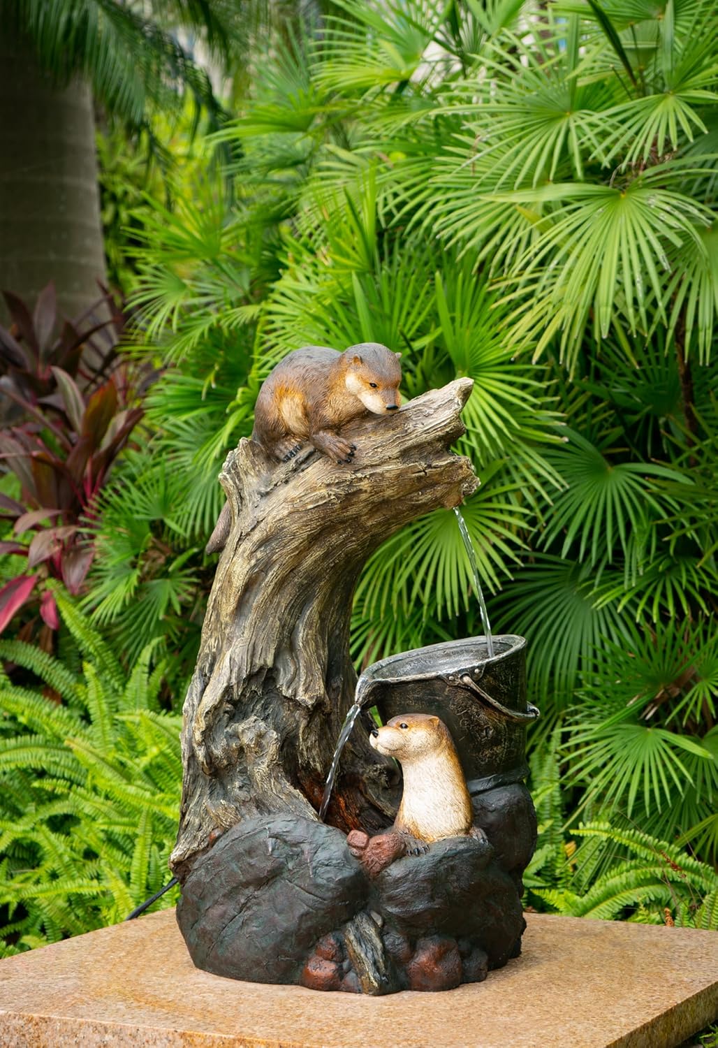 Charming Decorative Water Fountain with Otter Design and Pump