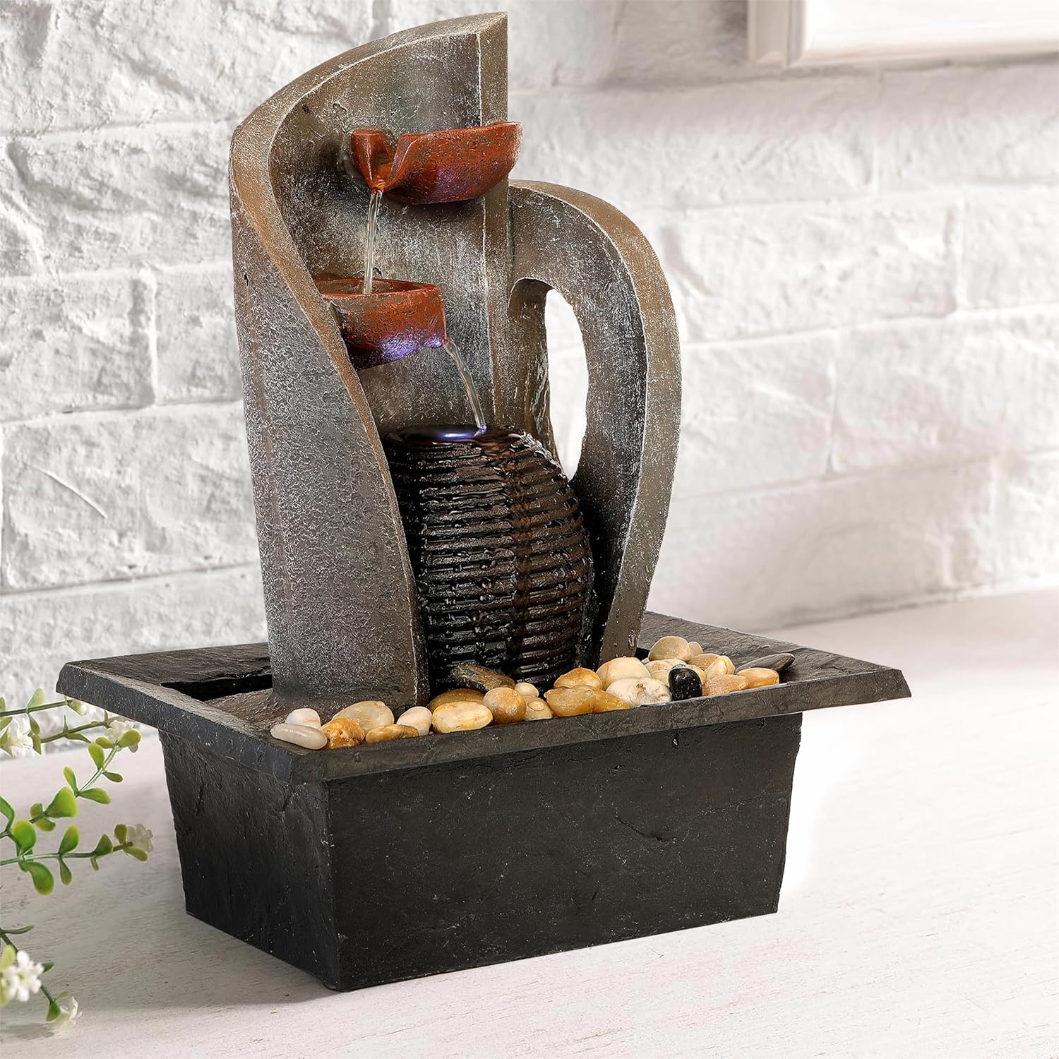 Fathers Den 16 Inch Waterfall Fountain with LED Lights