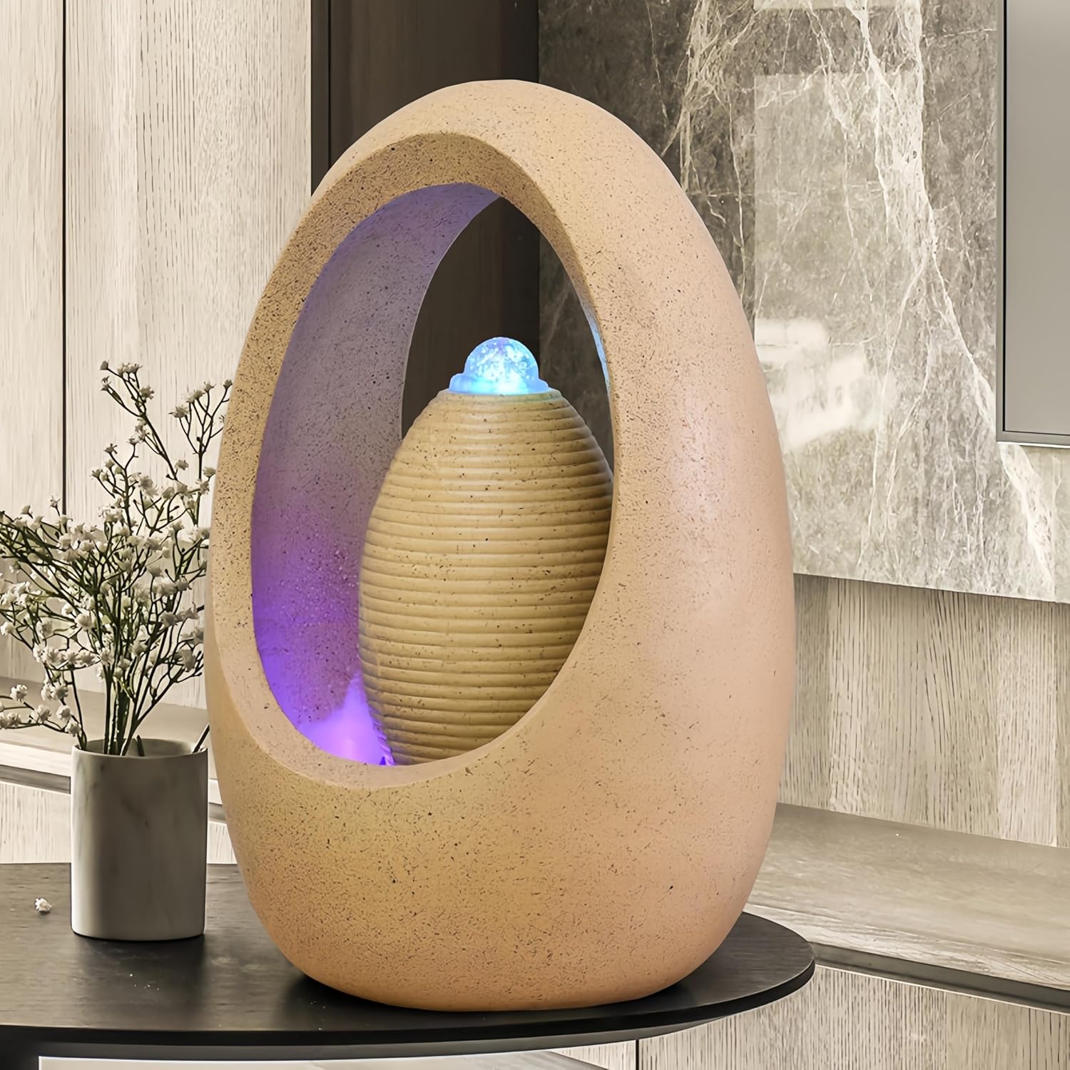 Fengshui Caishen Tabletop Water Fountain for Meditation and Relaxation 1